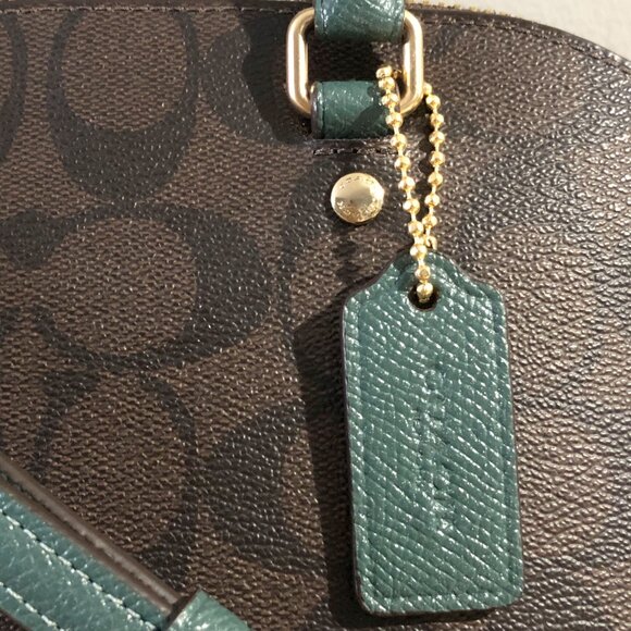 Coach Mini Sierra Satchel Signature Canvas Brown Turquoise Crossbody Bag F34290 - Picture 11 of 16